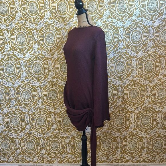 NWT MESHKI Liana Long Sleeve High Neck Open Back Knit Mini Dress in Plum size XL - Picture 10 of 13